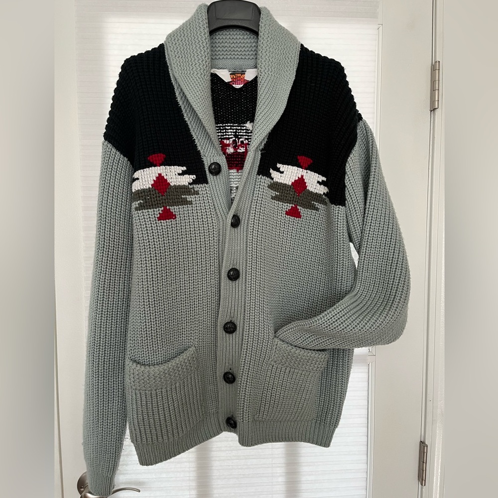 Miller Outerwear Vintage Rare 1970s Cardigan Sweater Grandpa Dad Vibes Gray Sz L - Picture 11 of 11